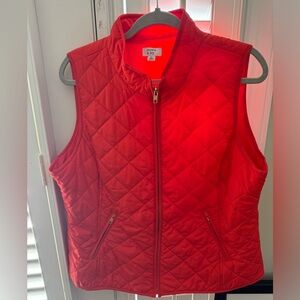 New Crown and Ivy Puffer Vest Womens XLarge, Full Zip Redish orange